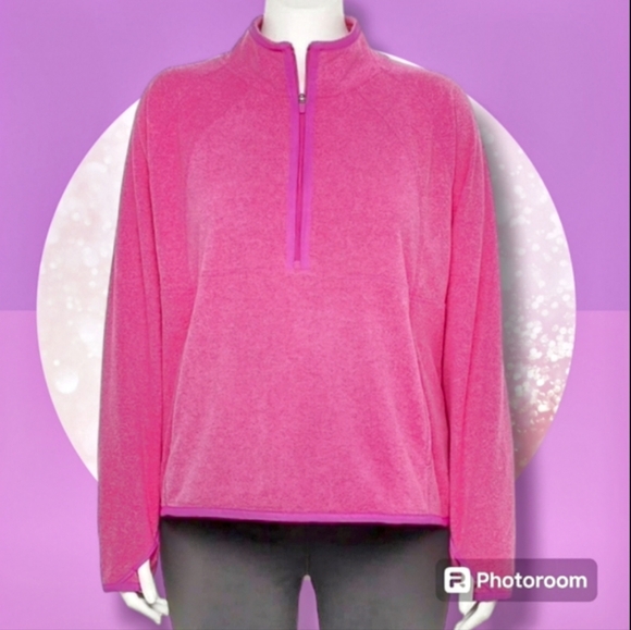 NWT 2XL Quarter Zip Mock Neck Fleece Pull Over Top w Kangaroo Pocket - Picture 2 of 9